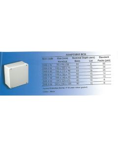 Decoduct Adaptable Box With Rubber Gasket 150X150X75Mm DAB6W - White